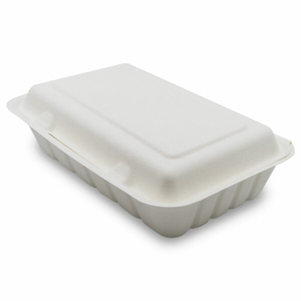 Boîte Repas 1 Compartiment Bagasse Fermé 23.9x15.6x6.3cm