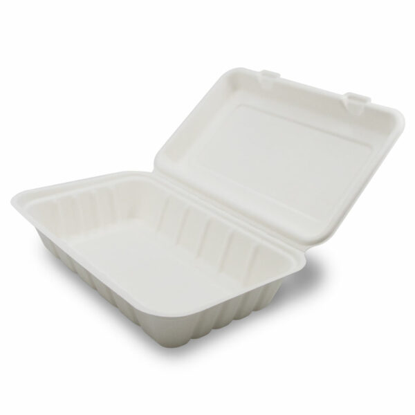 Boîte Repas 1 Compartiment Bagasse Fermé 23.9x15.6x6.3cm