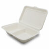 Boîte Repas 2 Compartiments Bagasse Ouvert 24.1x16.3x6.5cm