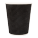 Gobelet Carton Double Paroi ondulée pour Boissons Chaudes - Made in EU - Carton de 1000, Noir/Blanc, Ø8 - 5,6x9,2cm, Carton, 25/27cl